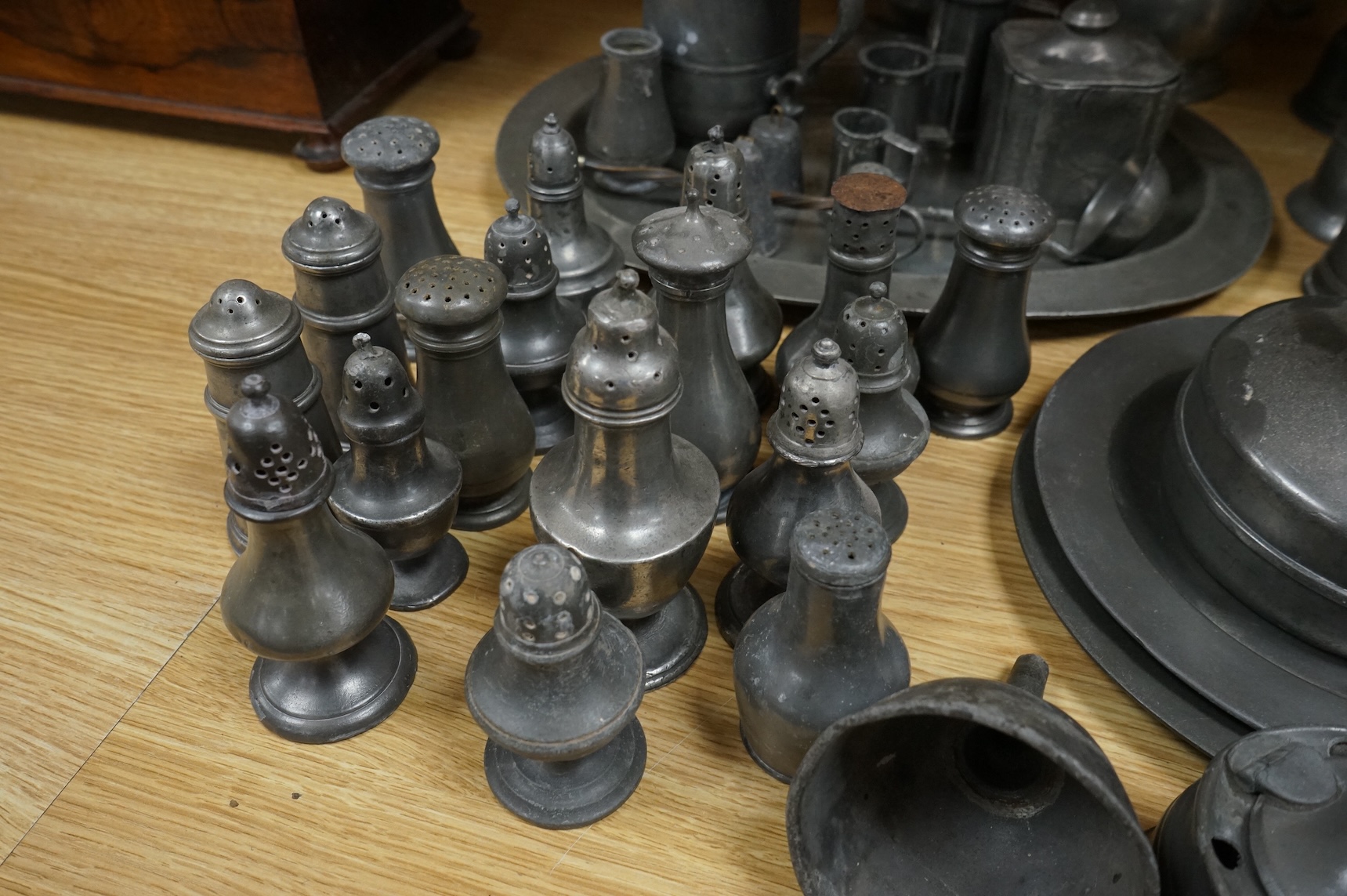 A collection of 18th century and later pewter